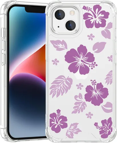 Miniatura 106 de Funda para iPhone 8 Plus y iPhone 7 Plus, linda funda Kawaii azul hibisco hawaiano floral estética floral para niñas preppy mujeres