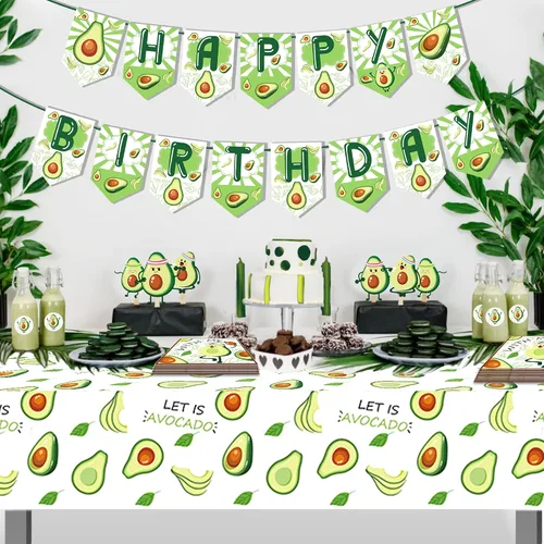 Miniatura 4 de 1 pancarta temática de aguacate, suministros de fiesta para decoración de frutas de aguacate, fiesta de cumpleaños, banderines