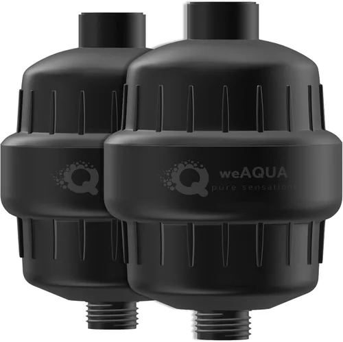 weAQUA Paquete de 2 filtros de ducha de alta resistencia, 99% de eliminación para agua dura, cloro, fluoruro, metales pesados, micro-vida, orgánicos
