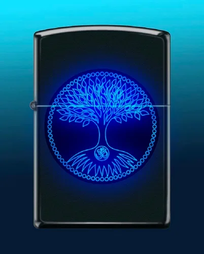 Zippo Encendedor - Árbol de la Vida a prueba de viento Encendedor Blacklight #Z6008