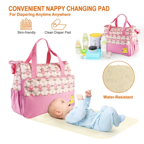 Miniatura 7 de Moclever Juego de 5 bolsas de pañales para artículos esenciales del bebé, bolsas grandes para bebé para mamá, bolsas de maternidad impermeables