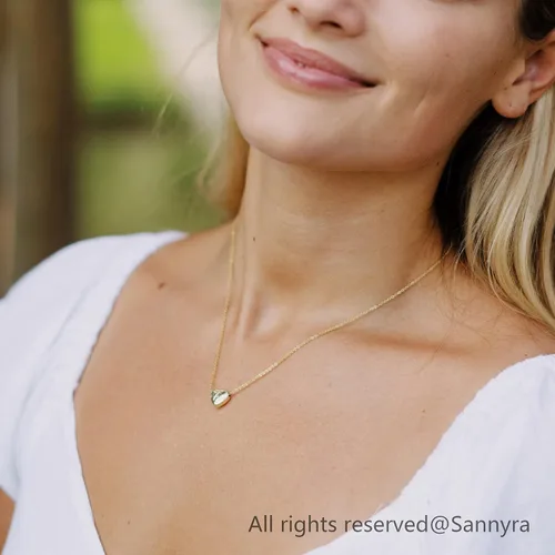 Miniatura 2 de SANNYRA Collares de corazón con inicial para mujer, collar del alfabeto de la A a la Z, chapado en oro de 18 quilates, joyería con colgante