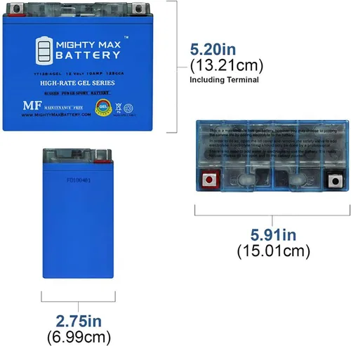 Miniatura 2 de Mighty Max Battery YT12B-4GEL 12V 10Ah GEL Replacement Battery compatible with Yamaha XJ6, Deversion EU 600cc 09-13 - 6 Pack