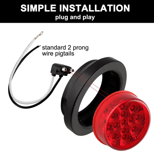 Miniatura 5 de Luces de marcador LED rojas redondas de 2.5 pulgadas, 13 LED con reflectores, 10 piezas de luces de marcador laterales de separación LED redondas