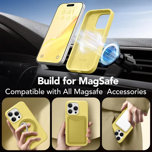 Miniatura 242 de GONEZ Funda de silicona para iPhone 15 Pro Max, compatible con Magsafe, protector de cámara + protector de pantalla, forro de microfibra suave