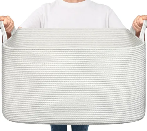 Miniatura 46 de Goodpick Cesta Grande de Almacenamiento de Juguetes, Cestas de Cuerda de Algodón Gris Contenedor de Almacenamiento de Juguetes para Bebé, Niños