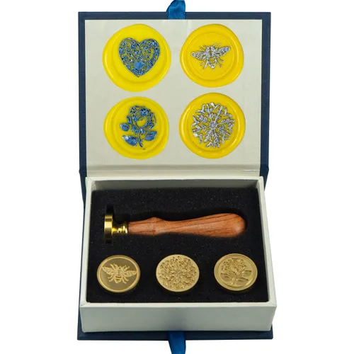 Miniatura 22 de Juego de sellos de cera de animales con 7 cabezas de latón extraíbles y 1 mango de madera, sello de cera retro para gatos, pájaros, mariposa, abeja