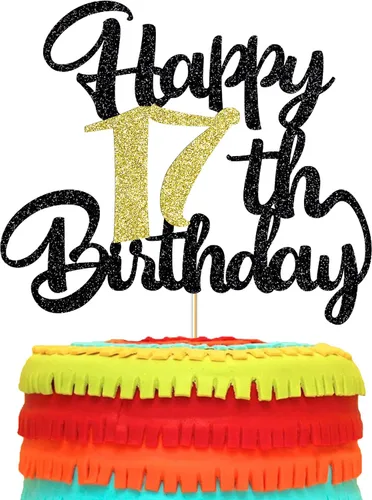 Miniatura 2 de Decoración de pastel de feliz cumpleaños número 17, decoración de fiesta de cumpleaños 17, complemento de regalo (17)