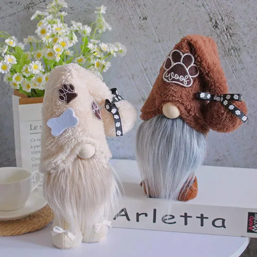 Miniatura 2 de 2 gnomos de peluche para perro, decoración para el hogar, hecha a mano, figuritas suecas Tomte, gnomos de patas y huesos para invierno, Navidad, Set