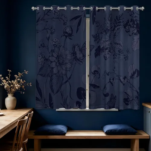 Miniatura 49 de Cortinas opacas negras y doradas, cortinas modernas de mediados de siglo para dormitorio, sala de estar, 63 pulgadas de largo, juego de 2 paneles