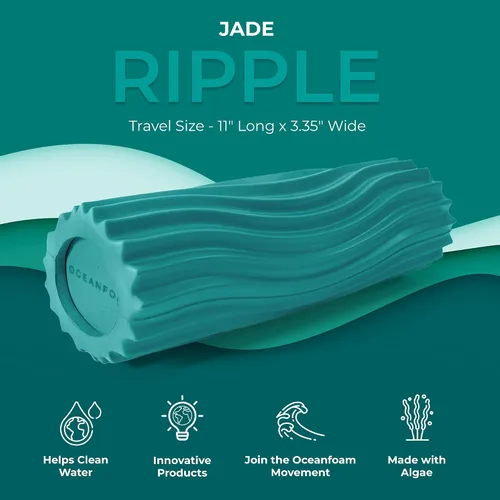 Miniatura 5 de Oceanfoam Rodillo de espuma de viaje Ripple (11 x 3.35 pulgadas) Mini rodillo de espuma firme para terapia física, masaje de tejido profundo, dolor