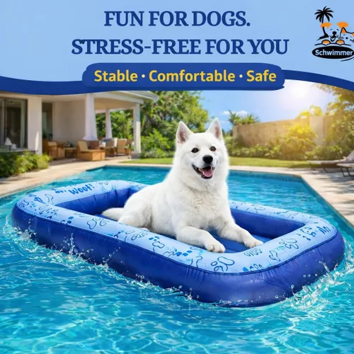 Miniatura 4 de Schwimmer Flotador de piscina prémium para perros grandes, seguridad mejorada, comodidad premium, diseño versátil, flotadores para perros para Azul