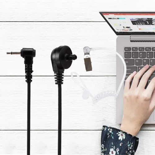 Miniatura 5 de Auricular de radio para aplicación de la ley, cable de auriculares de 0.098 in, línea de auriculares, solo escucha, tubo de aire para walkie talkie