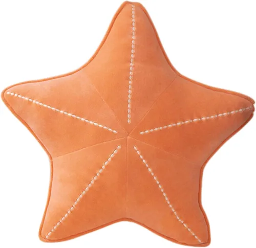 Almohada de concha de estrella de mar para suelo, sofá, cojín de lectura (naranja, 19.6 pulgadas)