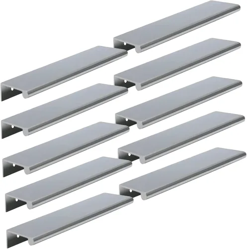 Miniatura 21 de Tiradores negros de 1.38 pulgadas para gabinete, 10 unidades, espacio entre agujeros de 0.63 pulgadas, tiradores de borde de aleación de aluminio