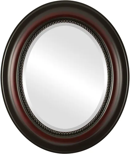 Miniatura 6 de OVALCREST Espejo de pared ovalado biselado para decoración del hogar, estilo patrimonial, espray plateado, dimensiones exteriores de 25 x 29 pulgadas