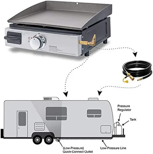 Miniatura 6 de Joywayus Adaptador de conexión rápida RV de baja presión de 1/4 de pulgada, adaptador de codo de 90 grados para parrilla de mesa Blackstone