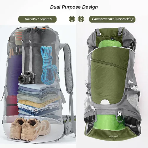 Miniatura 2 de HOMIEE 50L Hiking Backpack Travel Bag Waterproof Camping Rucksack with Rain Cover Lightweight Backpacking Backpack