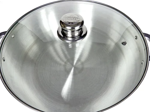 Miniatura 4 de Uniware Horno holandés Caldero de calibre pesado de aluminio con tapa de vidrio, plata (13.5 QT)