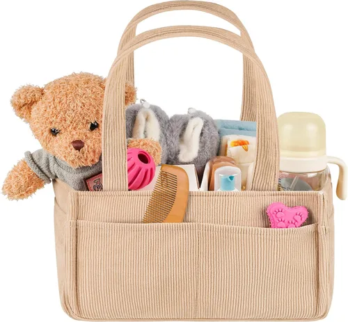 Miniatura 9 de Organizador de pañales para bebé, cesta de almacenamiento portátil para artículos esenciales para recién nacidos, organizador de bolsas de pañales