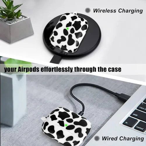 Miniatura 5 de Funda para Airpods Pro con llavero, funda protectora completa inspirada en lindo diseño de vaca, catalizador, de silicona, para mujeres, hombres