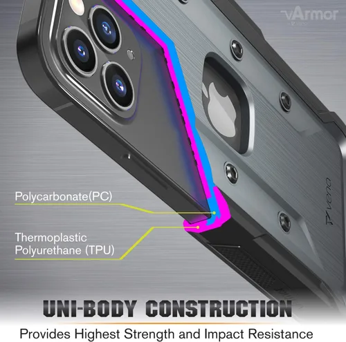 Miniatura 5 de Vena vArmor - Funda resistente compatible con Apple iPhone 12 / iPhone 12 Pro (6.1 pulgadas) (protección contra caídas de grado militar), funda Gris