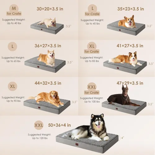 Miniatura 2 de EHEYCIGA Cama ortopédica de espuma para perros grandes, 35 pulgadas de largo x 23 pulgadas de ancho x 3.5 pulgadas de alto, gris claro