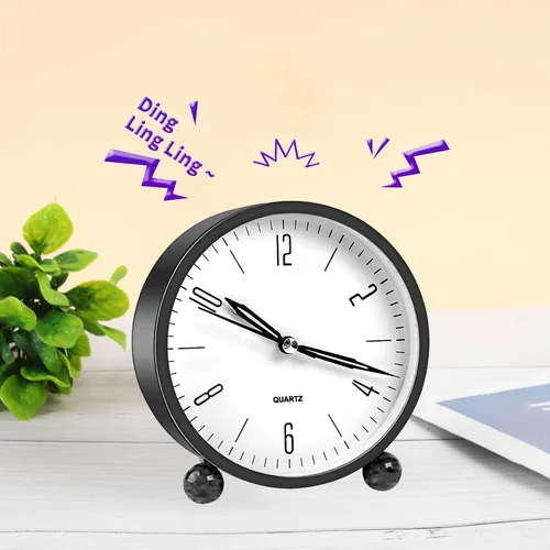 Miniatura 4 de pxy Lindo y seguro reloj despertador para niños alimentado por batería (batería incluida), reloj despertador analógico súper silencioso analógico