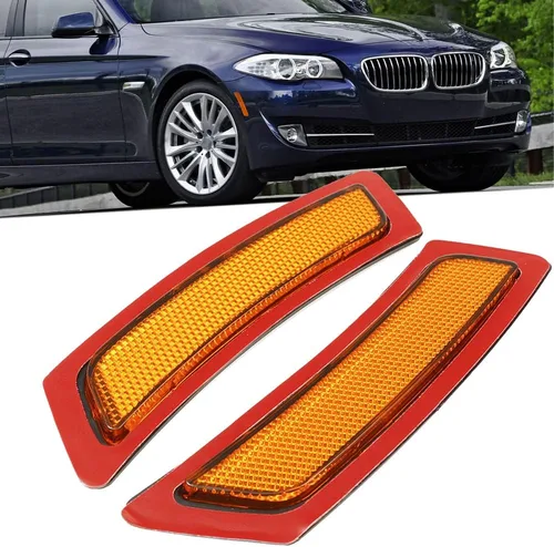 Reflector de luces marcadoras laterales del parachoques delantero compatible con BMW F10/F11 Serie 5 528i 528ix 535i 550i 2011-2016 (lente ámbar)