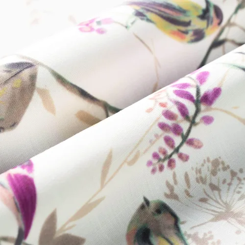 Miniatura 6 de VOGOL Cortinas de dormitorio con estampado de pájaros, paneles de ventana con ojales florales que oscurecen la habitación, cortinas de lino Morado