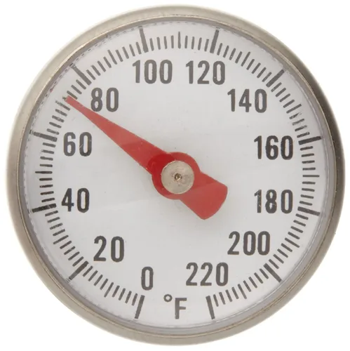 Miniatura 2 de Supco ST02 Termómetro de esfera de bolsillo de acero inoxidable, vástago de 5 pulgadas, esfera de 1 pulgada, 0 a 220 grados F