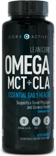 (CORE)ACTIVE Lean Omega MCT + CLA - Fórmula de salud libre de estimulantes, músculo magro y físico tonificado, ácidos grasos Omega 3-6-9 - Aceite de