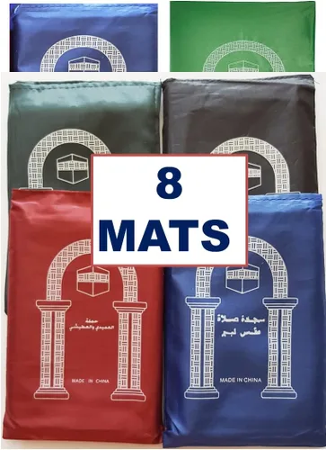 Alfombra portátil para oración de viaje, 8 piezas, alfombra Namaz, regalos musulmanes islámicos, plegable, impermeable, salah slalat, regalo