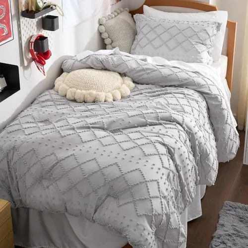 Miniatura 19 de Bedsure Juego de Edredón Tamaño Twin – Edredón beige, ropa de cama Boho con mechones estilo shabby chic para niños, juego de ropa de cama vintage