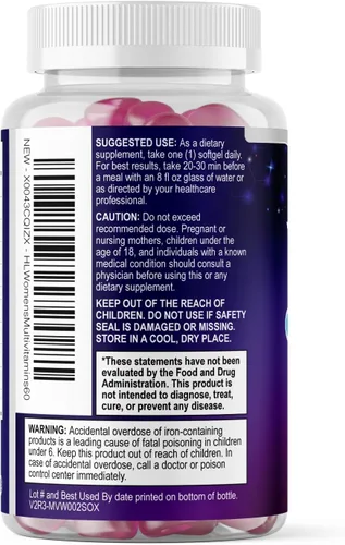 Miniatura 8 de Multivitamínico para mujer – Multivitaminas diarias completas para mujer con biotina, calcio, ácido fólico, hierro, zinc, vitamina A, C, D, E y B