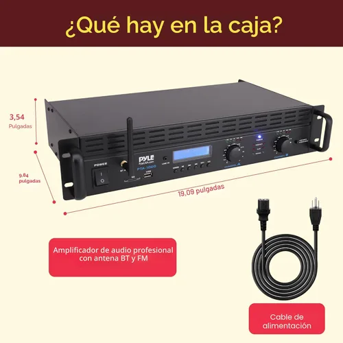 Miniatura 7 de Pyle Amplificador de Potencia Bluetooth de 2 Canales - 2000W Puenteable Montaje en Rack Audio Profesional Sonido Receptor Estéreo Inalámbrico