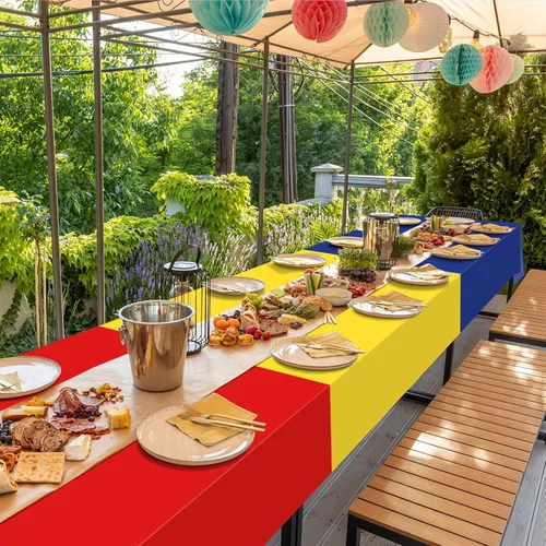 Miniatura 4 de 24 manteles de plástico desechables de 54 x 72 pulgadas de colores surtidos, mantel rectangular arcoíris desechable colorido para fiesta, boda