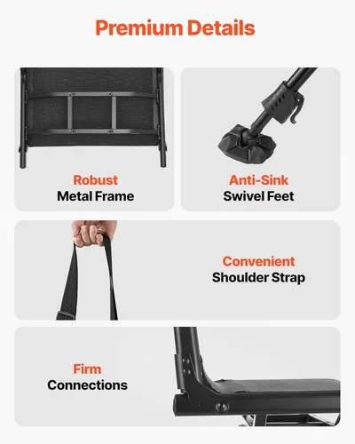 Miniatura 7 de VEVOR Silla de caza, giro silencioso de 360°, silla ciega portátil plegable, asiento de taburete de acero resistente con patas giratorias