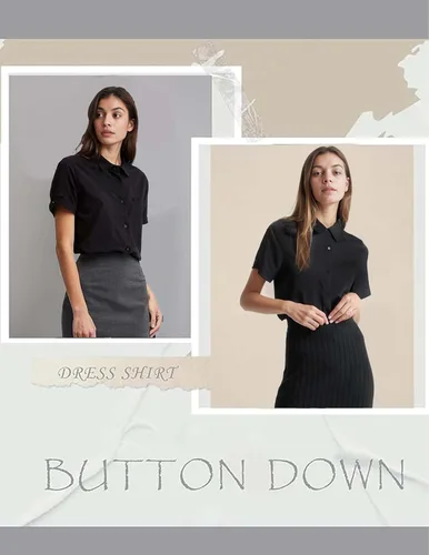 Miniatura 4 de Zeagoo Camisas de vestir de manga corta con botones para mujer, blusas básicas de trabajo con cuello de negocios