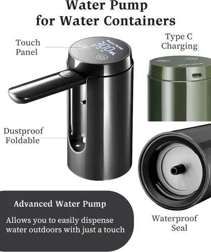 Miniatura 6 de UPWOIGH Bomba de agua automática para jarra de agua cuadrada de campamento, ajuste de bloqueo de rosca de 1.97 pulgadas (1.969 in), solo rosca Negro
