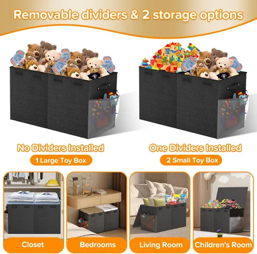 Miniatura 7 de Caja grande de juguetes, plegable, resistente, organizador de juguetes, cestas de dinosaurios con tapas para niños y niñas, sala de estar, sala