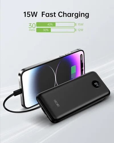 Miniatura 3 de Cargador Portátil, Paquete de 2 Bancos de Energía de 10000mAh, Estación de Carga Compartida, Paquete de Batería de Carga Rápida de 15W, Cargador