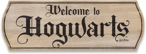 Banner de Bienvenida a Hogwarts de Harry Potter Decoración de Pared de Madera - Letrero Vintage de Hogwarts para Sala de Cine o Dormitorio