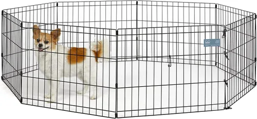 MidWest Homes for Pets - Corral de ejercicio metálico plegable para cachorros/perros, corral de juegos interior/exterior sin puerta, proporciona 16