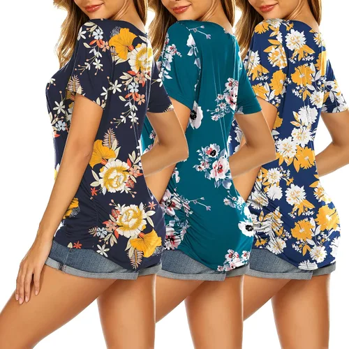 Miniatura 45 de Ekouaer Camisetas de lactancia para mujer, paquete de 3 camisetas de maternidad de doble capa, ropa de embarazo, camiseta posparto