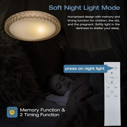 Miniatura 2 de OOWOLF Lámpara de techo LED, 40 W, 15.4 pulgadas, luz de techo regulable, brillo ajustable, lámpara de techo moderna cerca de luces de techo