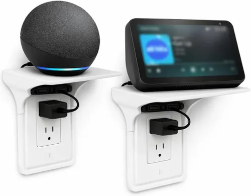 Paquete de 2 estantes de salida – Organizador de montaje en pared para Echo Dot, HomePod Mini, Alexa y dispositivos domésticos inteligentes – Ahorro