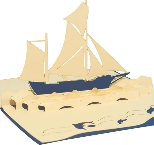LINPopUp® Tarjeta emergente, POP UP 3D tarjetas de felicitación tarjetas de felicitación tarjetas de cumpleaños de barco, cupón de viaje velero, N104