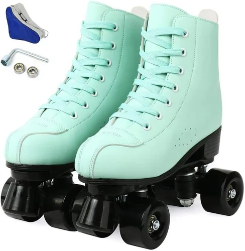 Jessie - Patines de piel sintética ajustables de cuatro ruedas de alta calidad para mujeres, hombres, niños y niñas - Interior y exterior