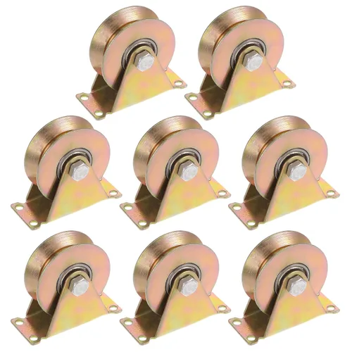 Miniatura 13 de HARFINGTON 4 piezas ruedas de rodamiento de 1.2 pulgadas con ranura en V para puerta corredera, ruedas de rodamiento rígidas con soporte para riel